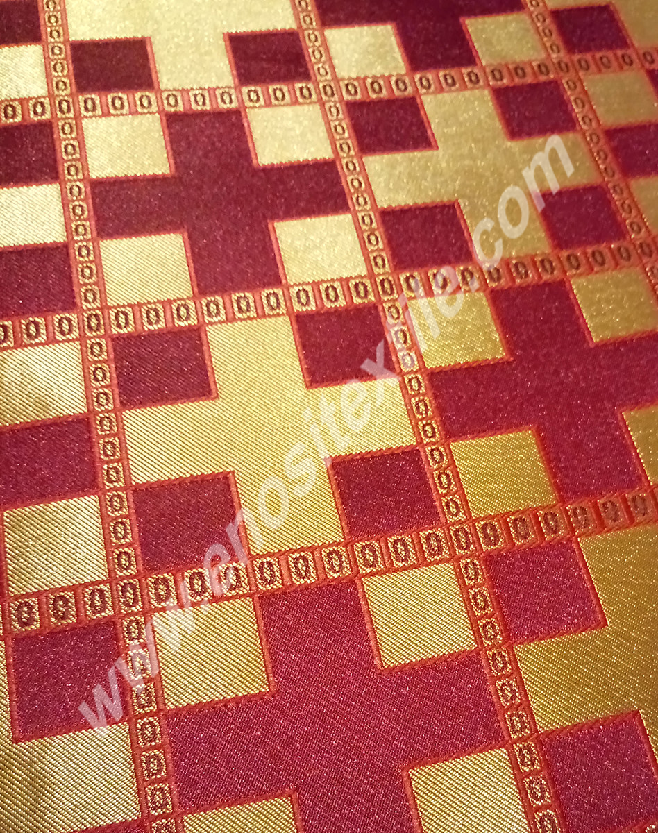 KL-018 Claret Red-Gold Brocade Fabrics